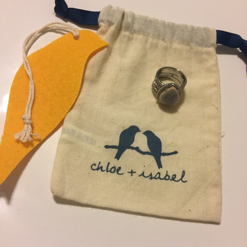 Chloe + Isabel Silver Heart Stackable Ring with Clear Accents